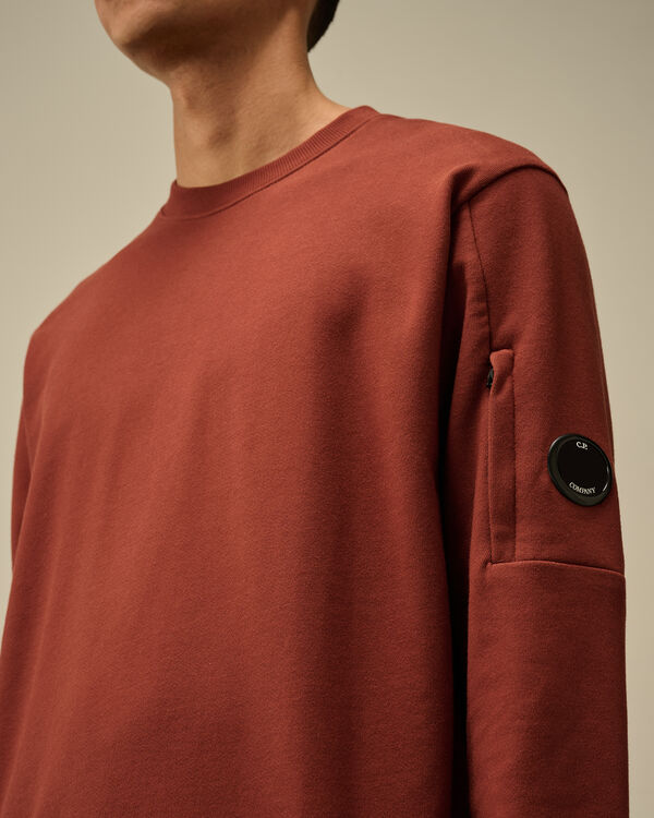 C.p. Company Diagonal Raised Fleece Crewneck Lens Sweatshirt SABLE - BROWN