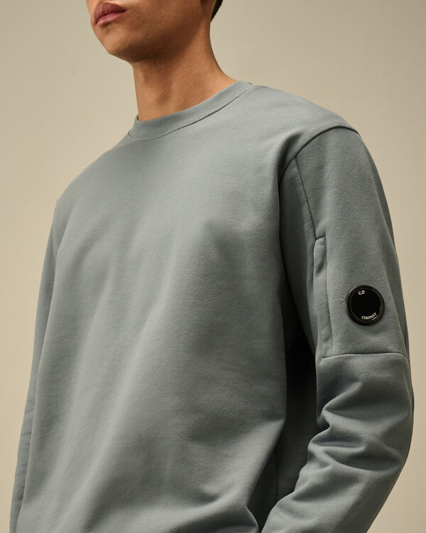 C.p. Company Diagonal Raised Fleece Crewneck Lens Sweatshirt STORMY WEATHER - BLUE