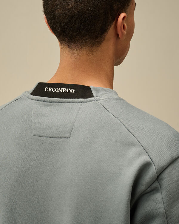 C.p. Company Diagonal Raised Fleece Crewneck Lens Sweatshirt STORMY WEATHER - BLUE