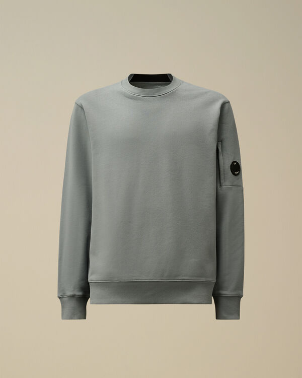 c.p. company Diagonal Raised Fleece Crewneck Lens Sweatshirt STORMY WEATHER - BLUE