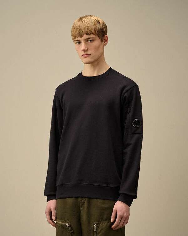 C.p. Company Diagonal Raised Fleece Crewneck Lens Sweatshirt TOTAL ECLIPSE - BLUE