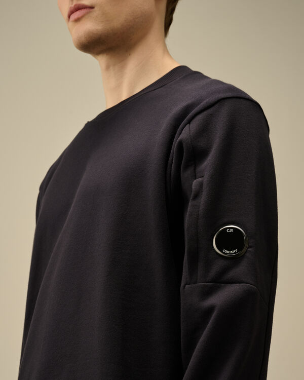 C.p. Company Diagonal Raised Fleece Crewneck Lens Sweatshirt TOTAL ECLIPSE - BLUE