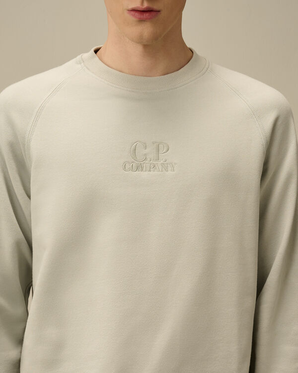 C.p. Company Diagonal Raised Fleece Crewneck Logo Sweatshirt BLUE FOX - GREY