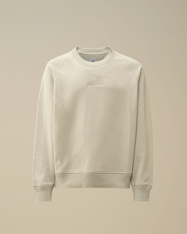 c.p. company Diagonal Raised Fleece Crewneck Logo Sweatshirt BLUE FOX - GREY