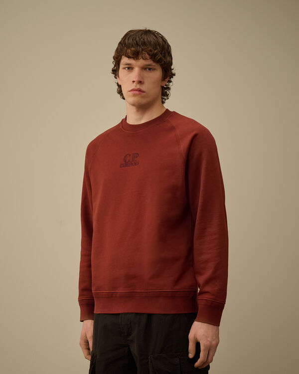 C.p. Company Diagonal Raised Fleece Crewneck Logo Sweatshirt SABLE - BROWN