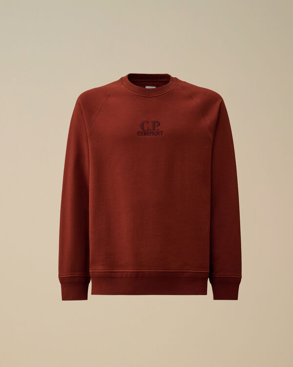 c.p. company Diagonal Raised Fleece Crewneck Logo Sweatshirt SABLE - BROWN c.p. company Diagonal Raised Fleece Crewneck Logo Sweatshirt SABLE - BROWN