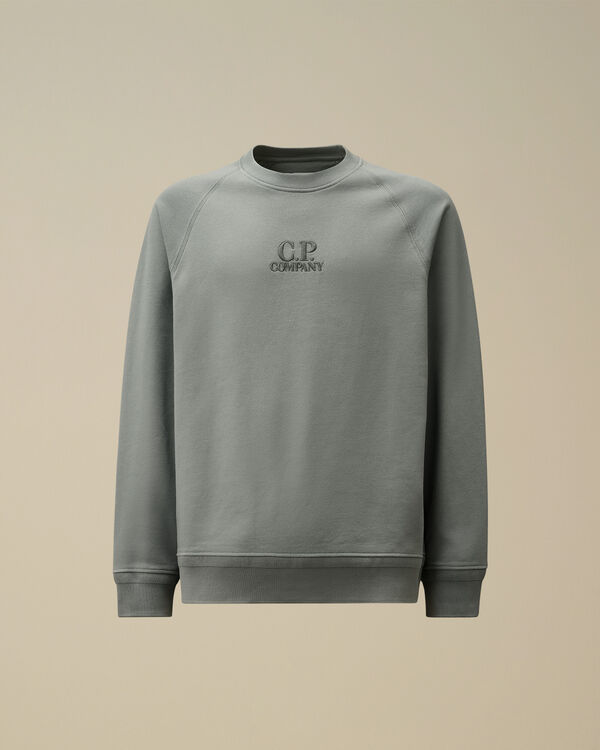 c.p. company Diagonal Raised Fleece Crewneck Logo Sweatshirt STORMY WEATHER - BLUE
