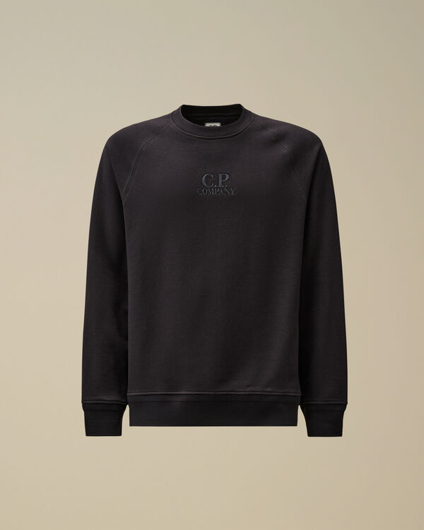 c.p. company Diagonal Raised Fleece Crewneck Logo Sweatshirt TOTAL ECLIPSE - BLUE