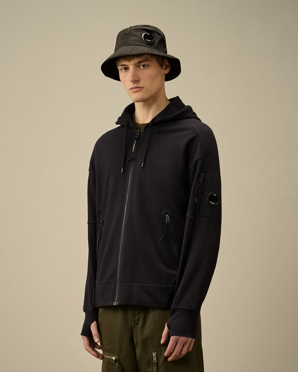 C.p. Company Diagonal Raised Fleece Full Zip Hooded Sweatshirt TOTAL ECLIPSE - BLUE