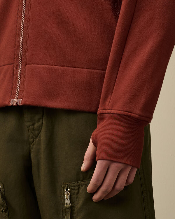 C.p. Company Diagonal Raised Fleece Full Zip Hooded Sweatshirt SABLE - BROWN