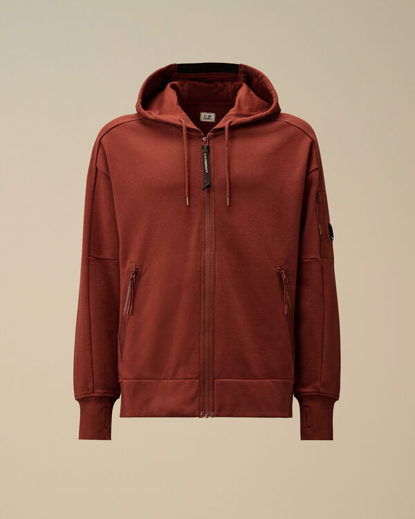 c.p. company Diagonal Raised Fleece Full Zip Hooded Sweatshirt SABLE - BROWN