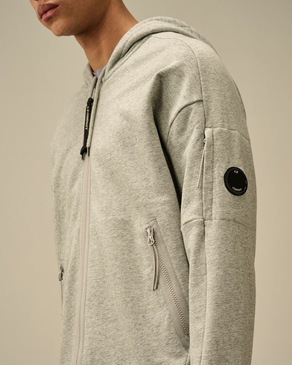 C.p. Company Diagonal Raised Fleece Full Zip Hooded Sweatshirt GREYSTONE MELANGE - GREY