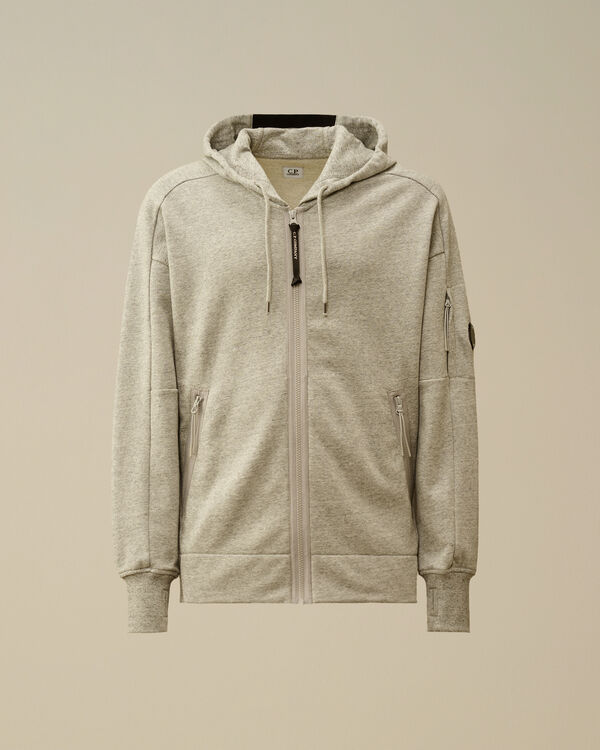 c.p. company Diagonal Raised Fleece Full Zip Hooded Sweatshirt GREYSTONE MELANGE - GREY