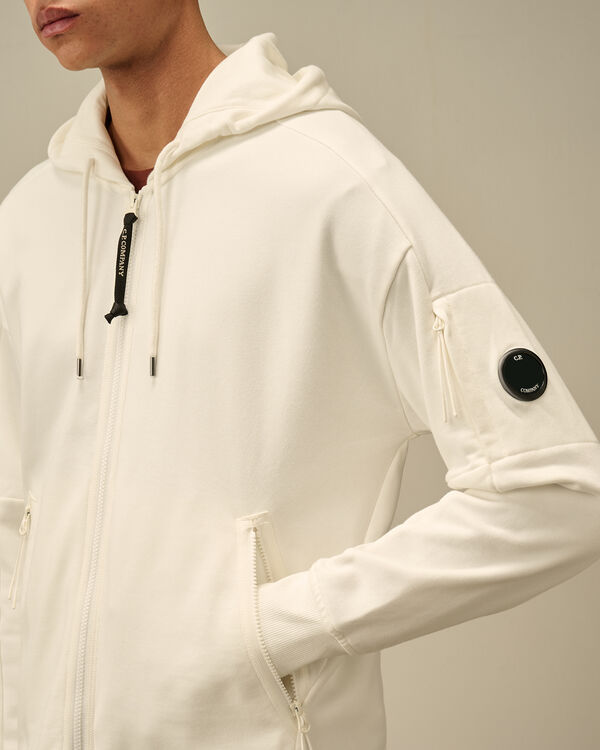 C.p. Company Diagonal Raised Fleece Full Zip Hooded Sweatshirt GAUZE WHITE