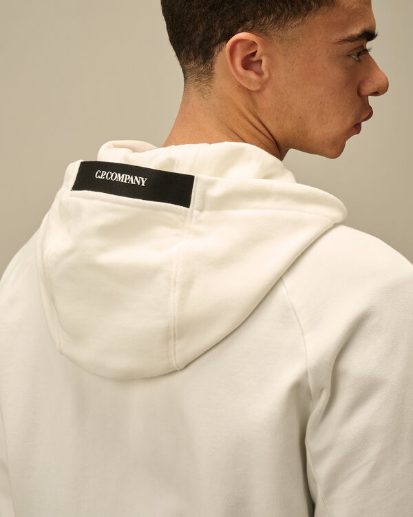 C.p. Company Diagonal Raised Fleece Full Zip Hooded Sweatshirt GAUZE WHITE