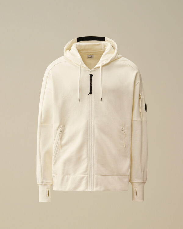 c.p. company Diagonal Raised Fleece Full Zip Hooded Sweatshirt GAUZE WHITE