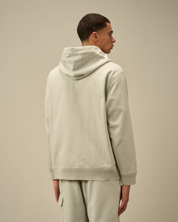 C.p. Company Diagonal Raised Fleece Full Zip Logo Sweatshirt BLUE FOX - GREY