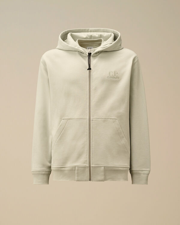 c.p. company Diagonal Raised Fleece Full Zip Logo Sweatshirt BLUE FOX - GREY