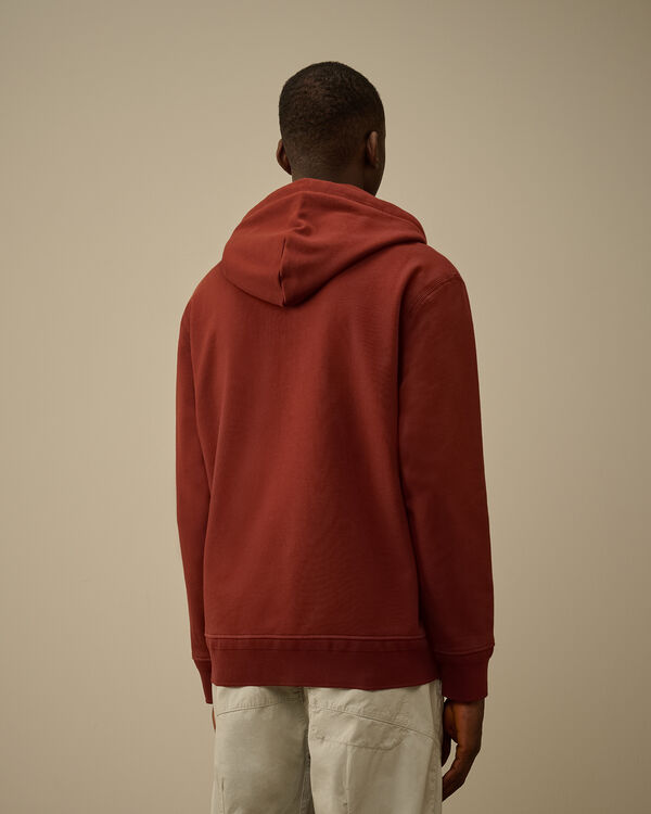 C.p. Company Diagonal Raised Fleece Full Zip Logo Sweatshirt SABLE - BROWN