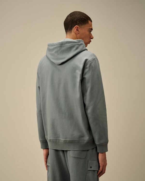 C.p. Company Diagonal Raised Fleece Full Zip Logo Sweatshirt STORMY WEATHER - BLUE