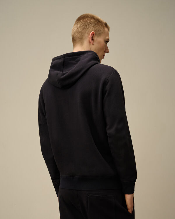 C.p. Company Diagonal Raised Fleece Full Zip Logo Sweatshirt TOTAL ECLIPSE - BLUE