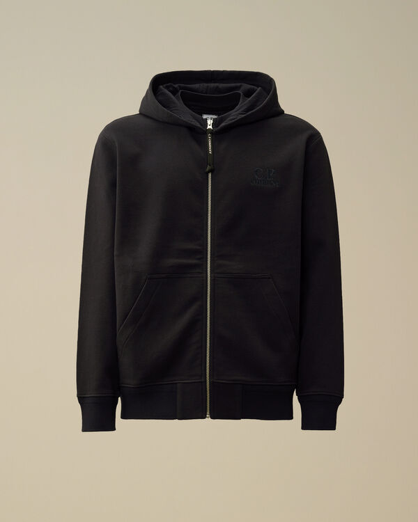 c.p. company Diagonal Raised Fleece Full Zip Logo Sweatshirt TOTAL ECLIPSE - BLUE