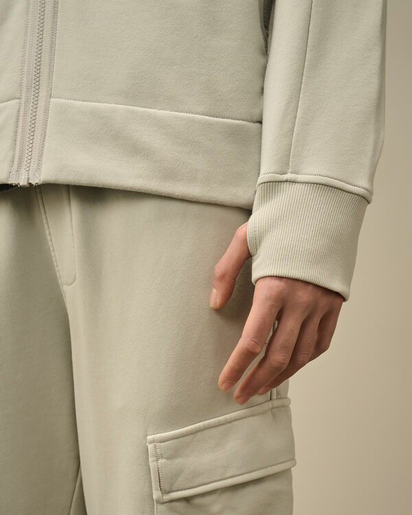 C.p. Company Diagonal Raised Fleece Goggle Hooded Sweatshirt BLUE FOX - GREY