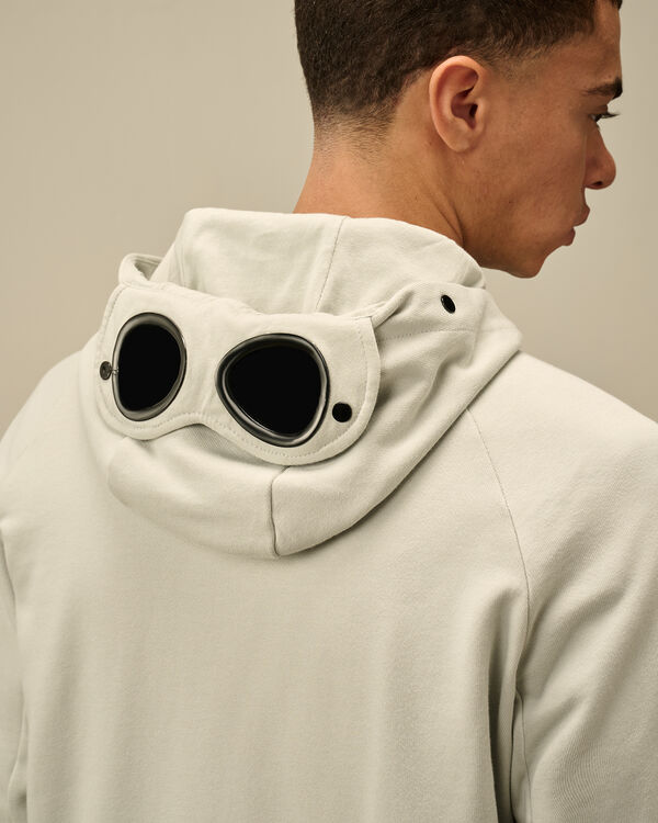C.p. Company Diagonal Raised Fleece Goggle Hooded Sweatshirt BLUE FOX - GREY