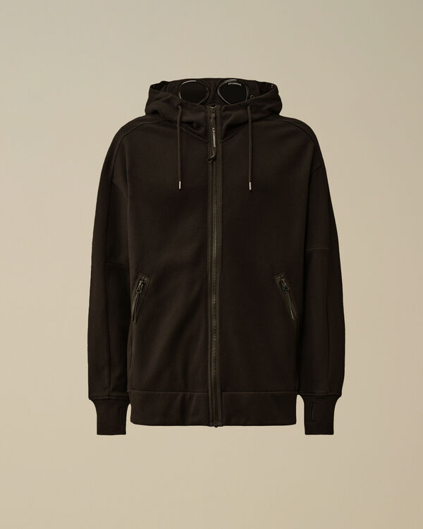 c.p. company Diagonal Raised Fleece Goggle Hooded Sweatshirt BLACK