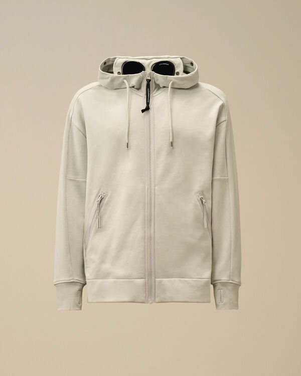 c.p. company Diagonal Raised Fleece Goggle Hooded Sweatshirt BLUE FOX - GREY