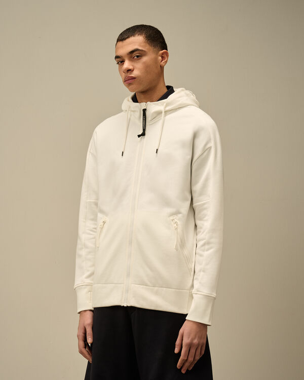C.p. Company Diagonal Raised Fleece Goggle Hooded Sweatshirt GAUZE WHITE