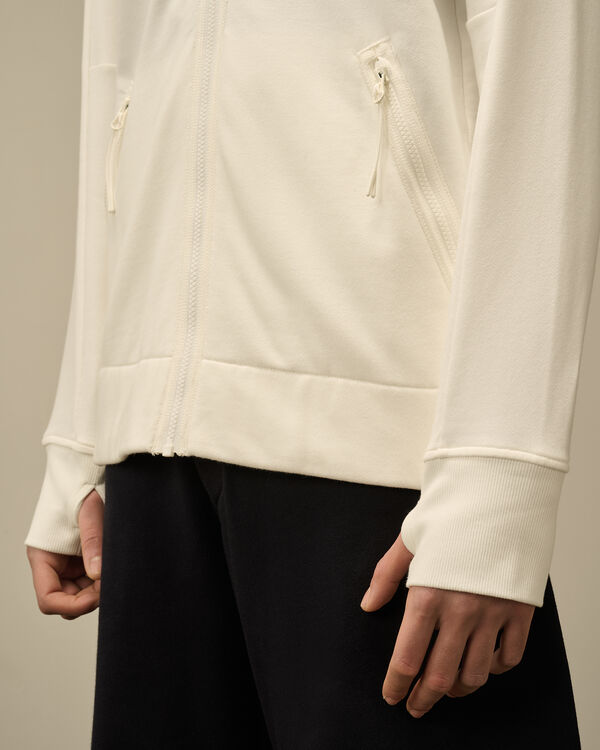 C.p. Company Diagonal Raised Fleece Goggle Hooded Sweatshirt GAUZE WHITE