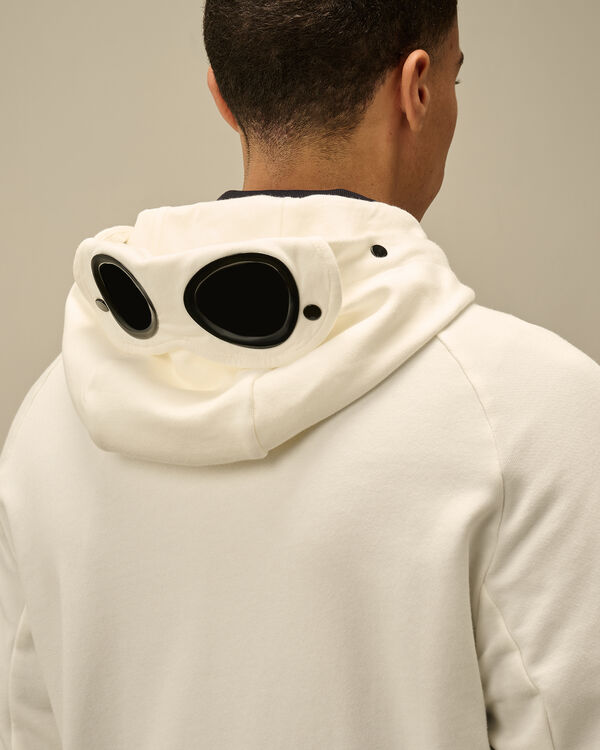 C.p. Company Diagonal Raised Fleece Goggle Hooded Sweatshirt GAUZE WHITE