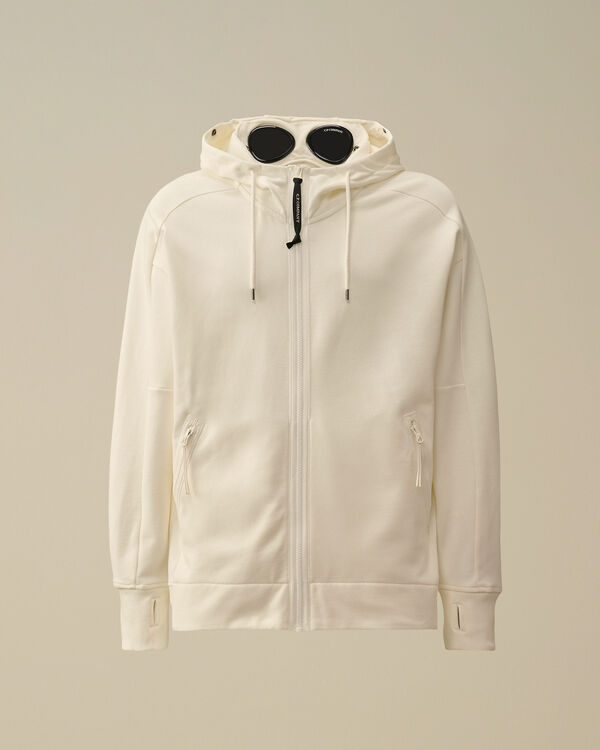 c.p. company Diagonal Raised Fleece Goggle Hooded Sweatshirt GAUZE WHITE