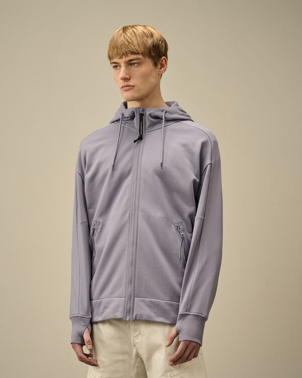 C.p. Company Diagonal Raised Fleece Goggle Hooded Sweatshirt LAVANDER VIOLET
