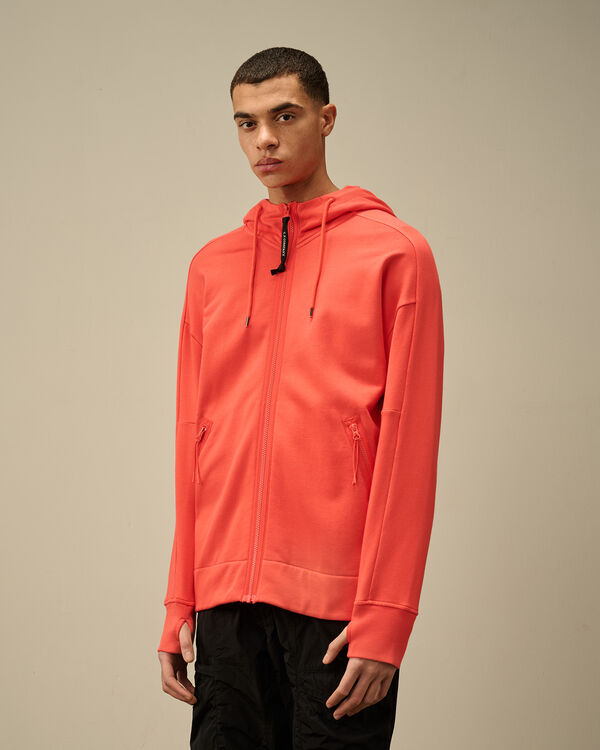 C.p. Company Diagonal Raised Fleece Goggle Hooded Sweatshirt POINCIANA - ORANGE