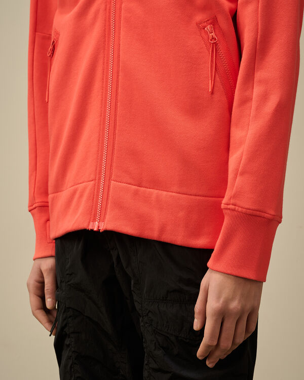 C.p. Company Diagonal Raised Fleece Goggle Hooded Sweatshirt POINCIANA - ORANGE