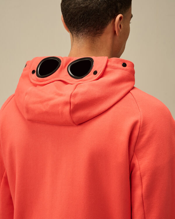 C.p. Company Diagonal Raised Fleece Goggle Hooded Sweatshirt POINCIANA - ORANGE