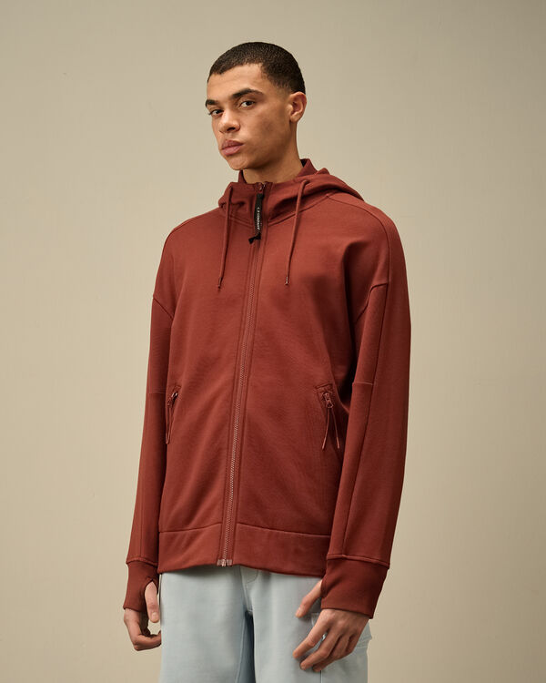 C.p. Company Diagonal Raised Fleece Goggle Hooded Sweatshirt SABLE - BROWN
