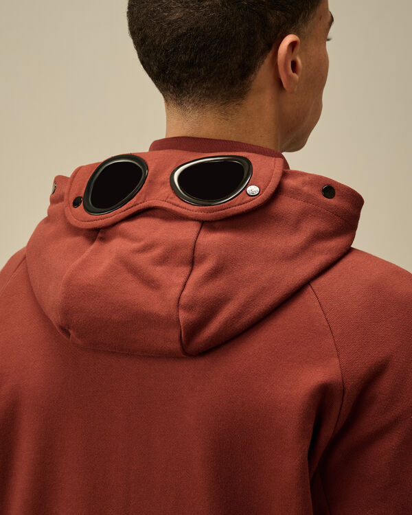 C.p. Company Diagonal Raised Fleece Goggle Hooded Sweatshirt SABLE - BROWN