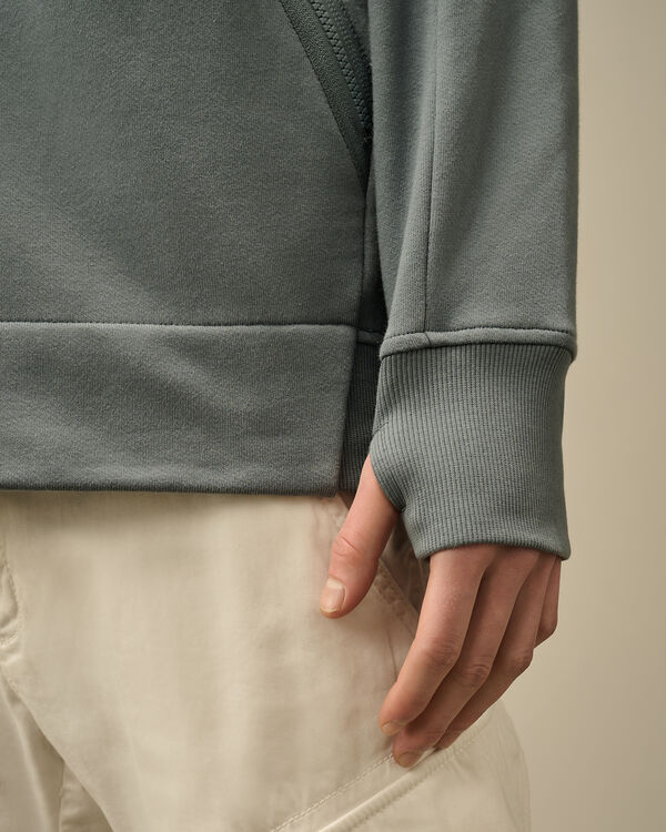 C.p. Company Diagonal Raised Fleece Goggle Hooded Sweatshirt STORMY WEATHER - BLUE