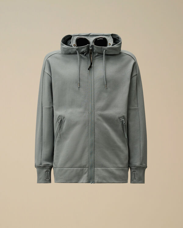 c.p. company Diagonal Raised Fleece Goggle Hooded Sweatshirt STORMY WEATHER - BLUE
