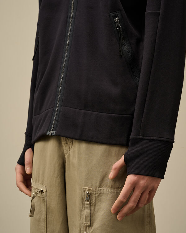 C.p. Company Diagonal Raised Fleece Goggle Hooded Sweatshirt TOTAL ECLIPSE - BLUE