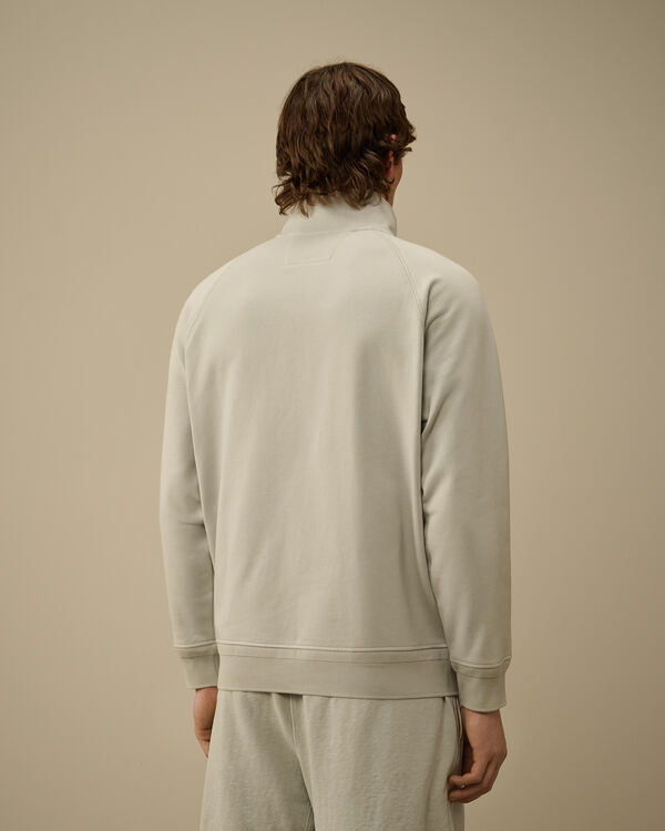 C.p. Company Diagonal Raised Fleece Half Zip Logo Sweatshirt BLUE FOX - GREY