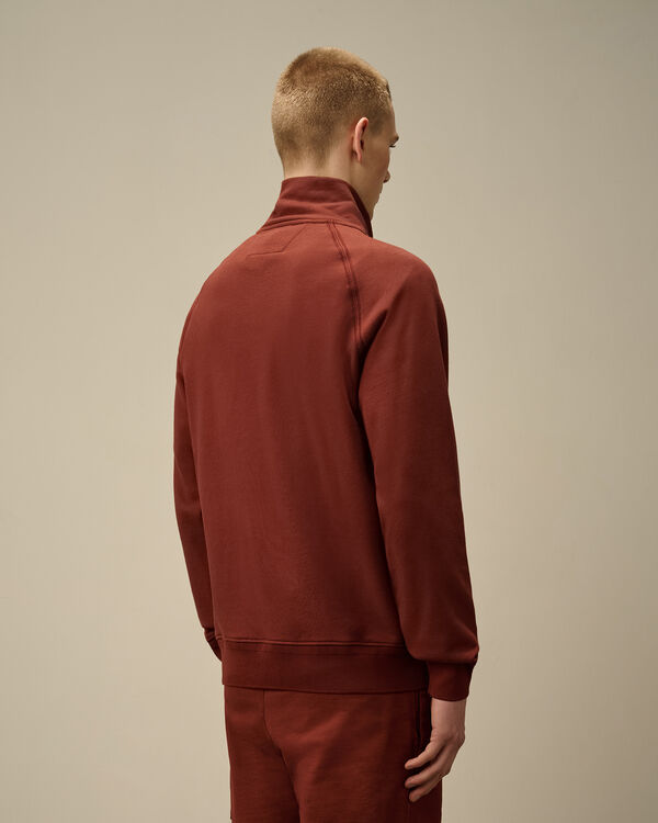 C.p. Company Diagonal Raised Fleece Half Zip Logo Sweatshirt SABLE - BROWN