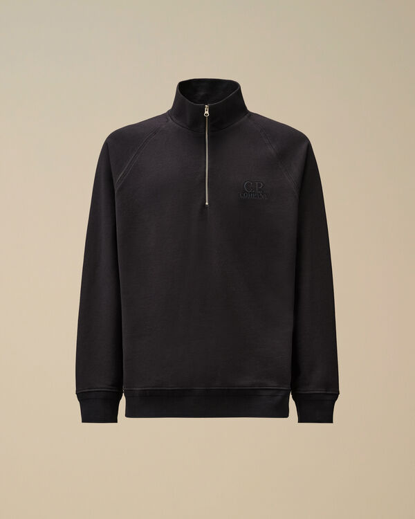 c.p. company Diagonal Raised Fleece Half Zip Logo Sweatshirt TOTAL ECLIPSE - BLUE