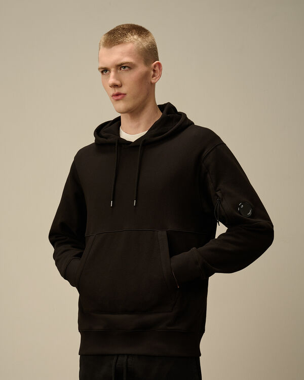 C.p. Company Diagonal Raised Fleece Hooded Sweatshirt BLACK