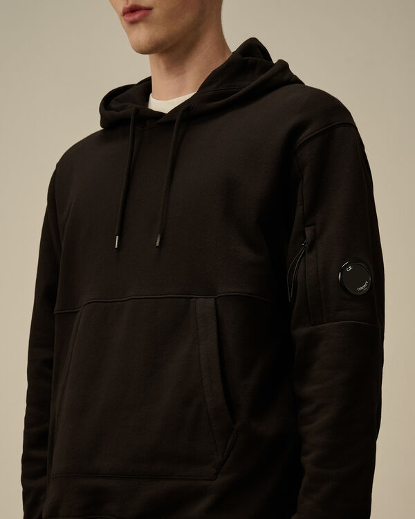 C.p. Company Diagonal Raised Fleece Hooded Sweatshirt BLACK