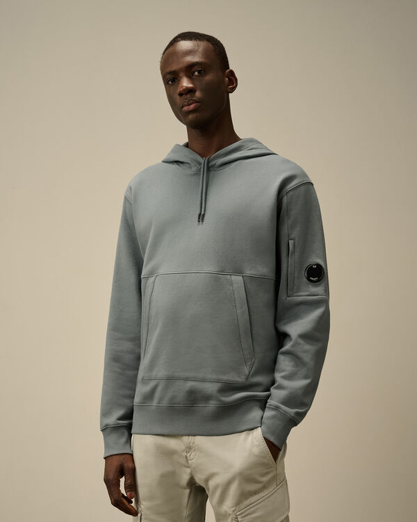 C.p. Company Diagonal Raised Fleece Hooded Sweatshirt STORMY WEATHER - BLUE