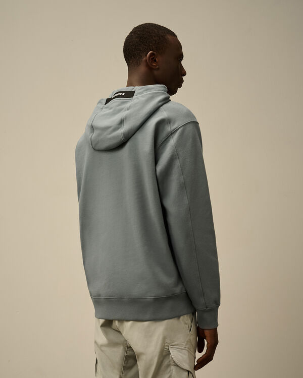 C.p. Company Diagonal Raised Fleece Hooded Sweatshirt STORMY WEATHER - BLUE